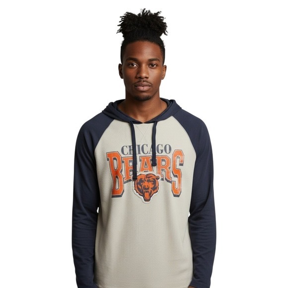 CSA Other - CSA Chicago Bears NFL Mens XL Waffle Knit Raglan Thermal Hoodie Grey Navy New